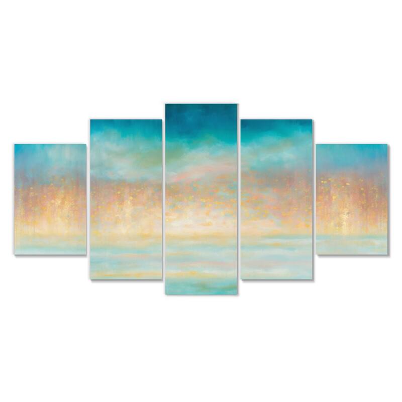 Designart "The Awakening Of Dawn I" Abstract Liquid Ink Multipanel Canvas Art Print Bed Bath